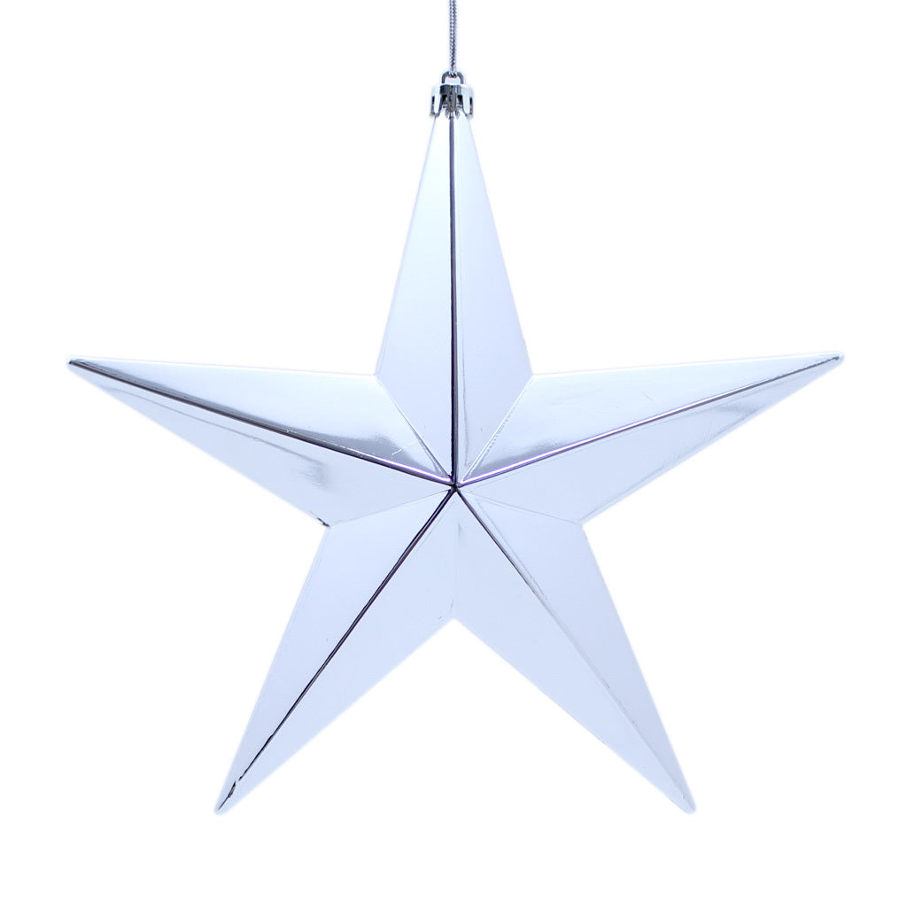 Star 5 Point Shiny Silver 20cm - Christmas Decorations Brisbane