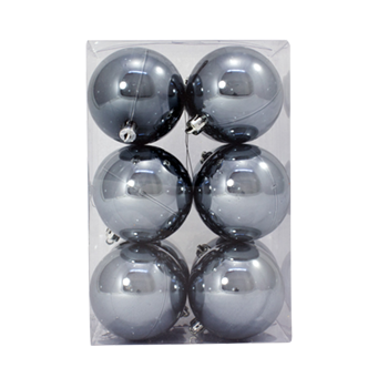 Bauble Shiny Gun Metal 70mm - 12 Pack - Christmas Decorations Brisbane