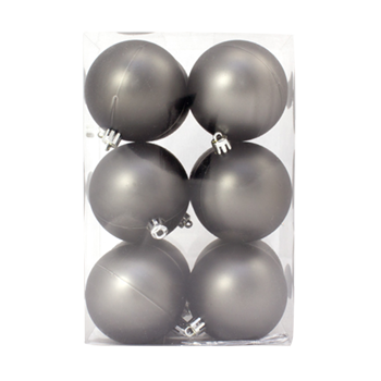 Bauble Matte Gun Metal 70mm - 12 Pack - Christmas Decorations Brisbane
