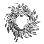 Wreath Matte Silver Leaves 50cm - Christmas Decorations Brisbane