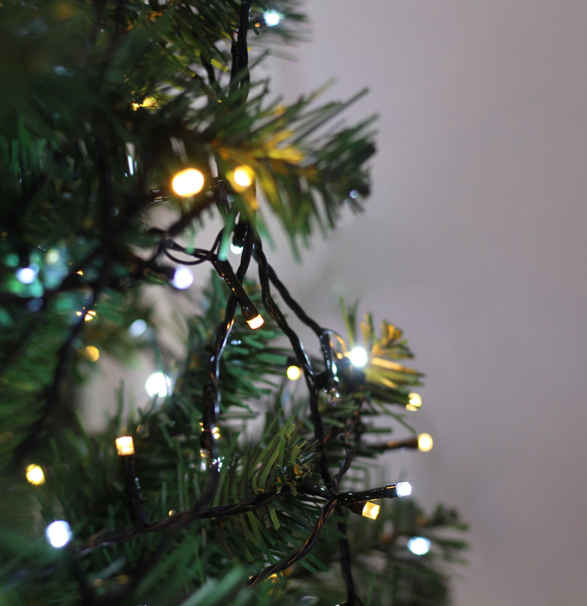 String Light 400 Sparkle - Warm & Cool White Dark Green Cable - Christmas Decorations Brisbane