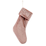 Pink velvet Christmas stocking with diamantes
